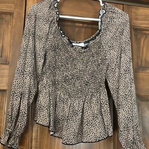 Never worn, ruched animal print shirt